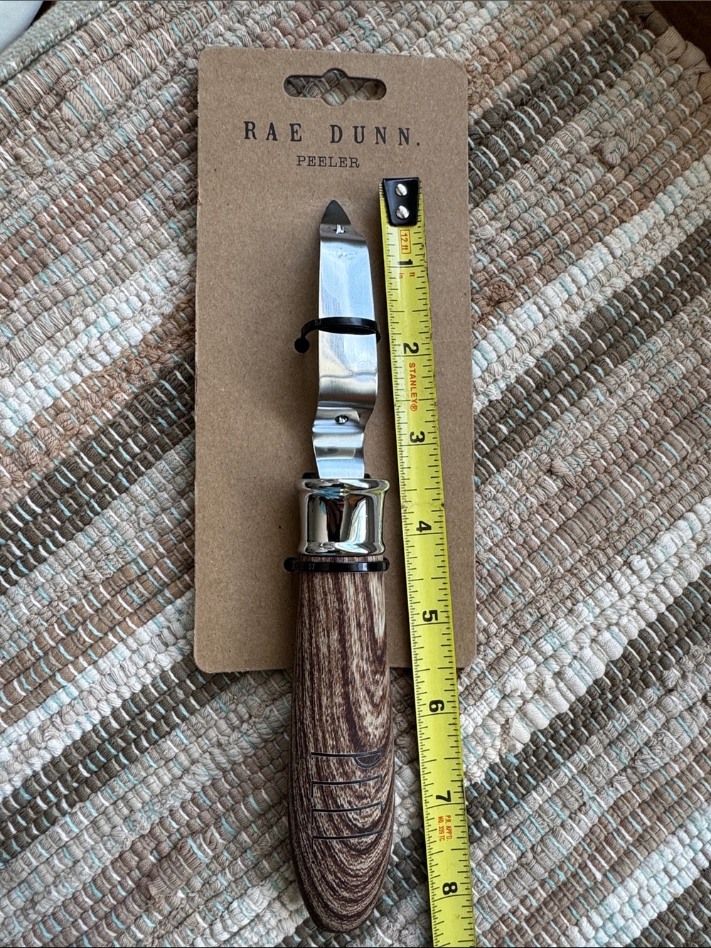 RAE DUNN Wood-Handle Stainless Steel Peeler - Brown and Silver - Picture 4 of 4